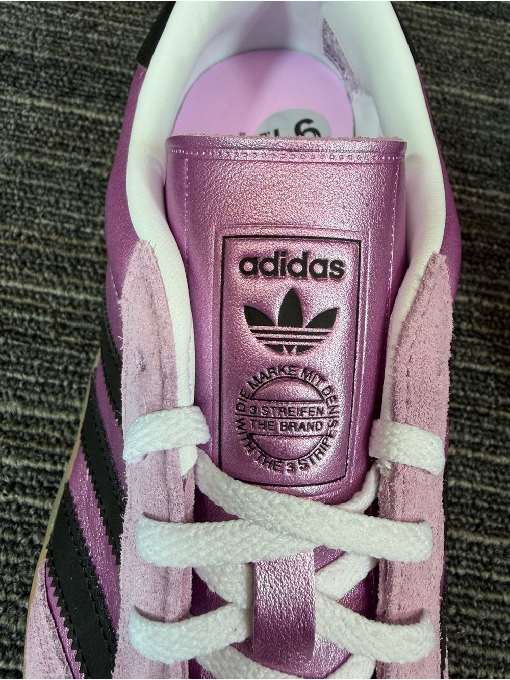 adidas Gazelle Pink with Black Stripes and Gum Sole (Women's) - Picture 7 of 8